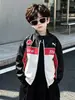 Chaqueta de Cuero para Niño 2333 Primavera y Otoño Nueva Elegante Chaqueta de Béisbol Ropa Urbana Infantil Atuendo de Otoño Chaqueta de Motocicleta para Bebé