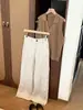 El artículo popular de moda de este año estilo old money pantalones anchos de lino holgados para mujer verano simples versátiles para ir al trabajo casual
