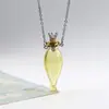 Collar con Colgante de Botella de Aceite Esencial de Vidrio Transparente en Forma de Corazón, Colgante de Botella de Fragancia, Collar Sencillo de Acero de Titanio, Regalo para Amigos y Parejas