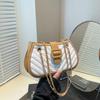 Bolsa de Axila Casual Francesa Feminina 2025 Primavera Nova Chegada Xadrez Diamante Corrente Bolsa de Mão Moda Texte Bolsa de Ombro