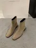 Botines de gamuza con plataforma estilo coreano para mujer, nueva colección otoño/invierno 2025, color café, botines cortos ajustados