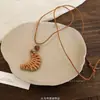 Nova Cor Café Estilo Chinês Coração Pingente Longo Colar Estilo Antigo Zen Retro Corrente de Suéter Cordão Acessórios Decorativos
