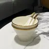 Tazón de Cerámica de Lujo Ligero Sombrero de Bambú Tazón para Arroz Tazón para Sopa Tazón para Ramen Vajilla Estilo Escandinavo Platos para el Hogar Alta Apariencia Venta al por Mayor