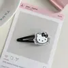 Pinza para el pelo con lazo de gato en polvo plateado de alta gama, simple, a la moda, versátil, pinza de pico de pato, pinza para el pelo de niña, accesorios para el pelo
