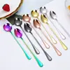 Cuchara Mezcladora de Acero Inoxidable 1010 Cuchara para Hielo Cuchara de Mango Largo Cuchara de Postre de Alto Valor Cuchara Redonda para Helado Cuchara para Café Transfronteriza