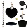 Artículo Popular Transfronterizo: Accesorios para la Copa Stanley, Tapa de Popote de Flor, Correa de Transporte, Funda de Silicona para Vaso, Set de Vaso con Hielo y Pompón