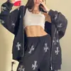 Conjunto de Sudadera con Capucha y Cremallera, Top Holgado Cruzado con Perforaciones Calientes, Nuevo Otoño para Mujer, Europeo y Americano, Amazon