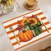 Temu Nuevo Festival de Otoño Celebra la Decoración de Acción de Gracias con Mantel Individual de Lino Estampado Floral de Calabaza Aislante Impermeable