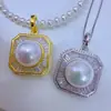Collar con Colgante Multifuncional de Perla de Agua Dulce Genuina Incrustado con Circonita Cúbica Completa Estilo Europeo y Americano Plata de Ley S925 Collar de Plata de Ley Zhuzhi Joyería al por Mayor para Mujeres