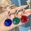 Lámpara Colgante Exagerada Azul Real Estilo Europeo y Americano Lujo Versátil Realista Esmeralda Sangre de Paloma Rojo Piedra Preciosa Collar para Mujeres