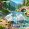 Estilo Ins Hermoso Cisne Blanco Micro Paisaje Adornos de Resina Joyería Carnosa Zakka Adornos de Regalo Creativos