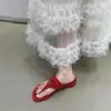 Estilo Francês Lindo Chinelo Amarelo Salto Fino Chinelos Roupa de Verão Feminina Moda Versátil Fada Chinelo Salto Baixo Sandálias