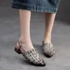 Sandalias de Verano Nuevo Estilo de Suela Plana Tejidas a Mano Transpirables Punta Fina Sandalias Romanas Retro Zapatos de Mujer Sh2688-70