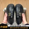 Sapatos versáteis de couro pretos vintage para mulheres, adequados com saias, mocassins estilo britânico, sapatos de salto único Mary Jane, sapatos femininos JK