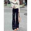 Pantalones de Trabajo Casuales de Calle de Cintura Alta de Moda de Primavera y Otoño Lavado Vintage Vestidos Jeans Microacampanados para Mujer