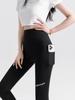 Pantalones de tiburón para mujer, ropa exterior, bolsillo de malla, nueve puntos, finos, primavera y otoño, cintura alta, adelgazantes, deportivos, fitness, yoga, leggings