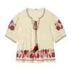 Camisa de Verano Bordada con Borlas de Manga Corta para Mujer Estilo Europeo y Americano 2026 5323