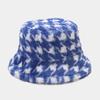 Outono e Inverno Chapéu de Pescador Mulheres Novo Espessado Pelúcia Internet Celebridade Viagem Quente Houndstooth Pot Chapéu Casal Imitação Coelho Pele Chapéu