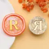 Sello de Cera de Fábrica con Base Floral, Serie del Alfabeto Inglés de 26 Letras, Sello de Latón Grabado para Decoración de Sobres y Regalos
