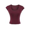 Desejo Puro Camiseta Feminina Manga Curta Decote U Profundo Verão 2025 Nova Cintura Justa Modeladora de Corpo Hot Girl Top Versátil