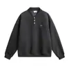 Sudadera con cuello henley bordado estilo americano para hombre, forro polar, para invierno, juvenil, corte holgado, top de pareja estilo perezoso vintage