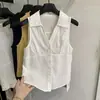 2026 Novo Colete Sem Manga Estilo Coreano com Gola Polo para Mulheres, Novo Top Colete Curto Simples Versátil de Verão para Mulheres
