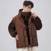 Nueva Chaqueta de Invierno de Dos Piezas Falsas Cosidas para Hombre, Estilo Coreano Marca de Moda Abrigo con Capucha de Plumón de Pato Blanco, Top de Plumón Cálido