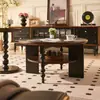 Mesa Redonda Maciza de Madera Vintage Estilo Francés, Mesa de Café de Doble Capa y Mesa Auxiliar para Sala de Estar de Mediados de Siglo, Mesa de Té Pequeña de Diseñador