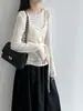 Conjunto de dos piezas de punto de lana estilo coreano Luxi con corbata, manga larga para mujer, otoño 2026, tejido de diseñador ss1039