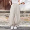 Pantalones Casuales Versátiles de Primavera y Otoño con Nuevo Diseño de Cintura Elástica para Mujer, Joggers de Algodón y Lino Estilo Retro Artístico, Pantalones Largos de Pierna Recta