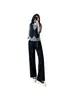 Conjunto Esportivo Casual de Moda de Alta Qualidade para Mulheres Outono Novo Colete de Gola Redonda Falso Duas Peças Blusa de Manga Longa e Calças Conjunto de Duas Peças