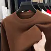 Suéter masculino transfronteiriço, gola redonda, casual outono/inverno, espessado para aquecimento, tricô de alta qualidade, suéter masculino de lã