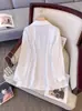 Camisa elegante de manga comprida da moda para tamanhos grandes, que emagrece e esconde a barriga, vestuário feminino elegante com gola de lapela, nova camisa de comprimento médio para primavera e outono para senhoras plus size