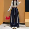 Pantalones Casuales de Pierna Ancha Curvos Adelgazantes de Cintura Alta Nuevos para Mujer Otoño 2026, Pantalones Deportivos Retro Americanos con Tres Rayas