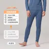 Traje de Algodón Puro para Hombre Ropa de Otoño y Pantalones Largos Cuello Redondo Delgado Antibacteriano y Antiestático Algodón Ropa Interior Térmica Traje Invierno para Hombre