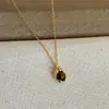 Collar con Colgante y Pendientes de Piedra Ojo de Tigre Maillard Otoño e Invierno para Mujer, Cadena de Cuello Versátil Simple y de Alta Gama, Cadena para Suéter