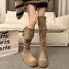 Botas Western Dobráveis de Solado Grosso Tendência Outono/Inverno 2026, Botas Longas Acima do Joelho com Salto Bloco, Botas de Cavaleiro, Botas Femininas da Moda