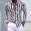 Nueva camisa de manga larga a rayas con estampado 3D para hombre de comercio exterior para otoño y primavera, moderna para el uso diario en Amazon y AliExpress