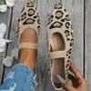 Tallas Grandes Transfronterizos Cómodos Punta Cuadrada Zapatos Planos para Mujer Mocasines de Correa Única Estampado de Leopardo Hogar Viaje Diario Suela Suave Pies Sin Fatiga