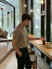 Asclo&Qiao Suéter de Gola Meia-Alta Camiseta de Tricô Estilo Coreano Simples e de Alto Padrão Novo Estilo Camisa Fresca e Respirável de Manga Meia