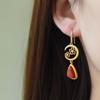 Aretes de ágata roja del sur aretes para mujer chapados aguja de plata 925 oro personalidad Luna aretes de moda aretes aretes