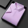 Camisa Polo de Seda Helada Fresca de Manga Corta para Hombre 2025 Nueva de Color Sólido de Alta Gama Multicolor de Manga Corta
