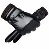 Guantes de Cuero para Hombre de Invierno para Motocicleta, Resistentes al Viento, al Frío, Impermeables, Cálidos y de Terciopelo, Guantes Engrosados con Pantalla Táctil de Invierno