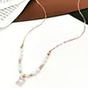Fábrica de Fuente Explosiva Yashifu Diseño Cuadrado Zircón Perla Colgante Plata S925 Nicho Fresco Dulce Collar