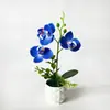 Maceta de Piña 3 Flores Phalaenopsis Planta Verde Artificial Planta en Maceta con Textura Realista Maceta de Flores Artificiales para Decoración del Hogar y la Oficina