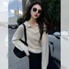 Polo de punto hueco estilo francés para mujer, para principios de otoño, chic y único, con un ambiente relajado de "old money", top con cuello