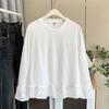 2025 Otoño Temprano Nuevo Talla Grande Moda Empalme de Encaje Camiseta de Manga Larga Top 100 kg Estilo Extranjero Camiseta Interior para Mujer 8016
