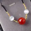 Estilo Xiaohongshu Feijão Vermelho Ágata Vermelha Natural Pulseira Contas Cordão de Casal Colar Corda de Mão Pingente