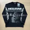 Nova Camiseta Masculina Casual Solta Estilo Americano Distinto Estampa Estrela do Inferno Streetwear Manga Longa Primavera e Outono 2024