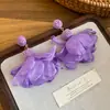 Brincos Geométricos de Flor em Tecido Estilo Férias na Praia, Brincos de Luxo Leve e de Alta Qualidade, Brincos Doces da Moda e Super Delicados Venda por Atacado